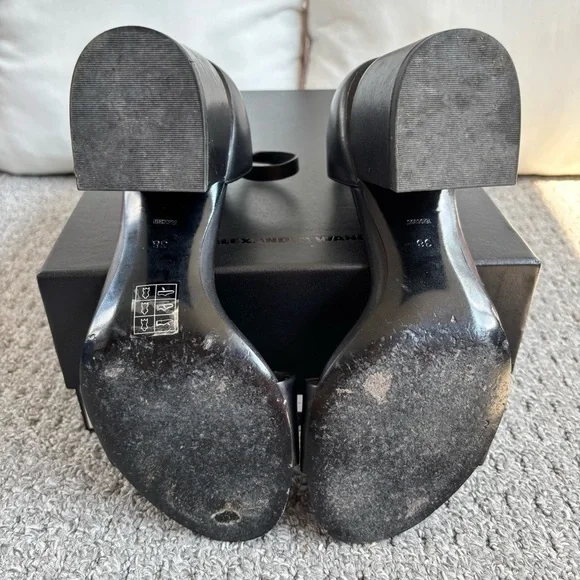 Alexander Wang Abby Cut Out Sandals, Black Leather Silver Hardware, Size 38/7.5 - Picture 9 of 13